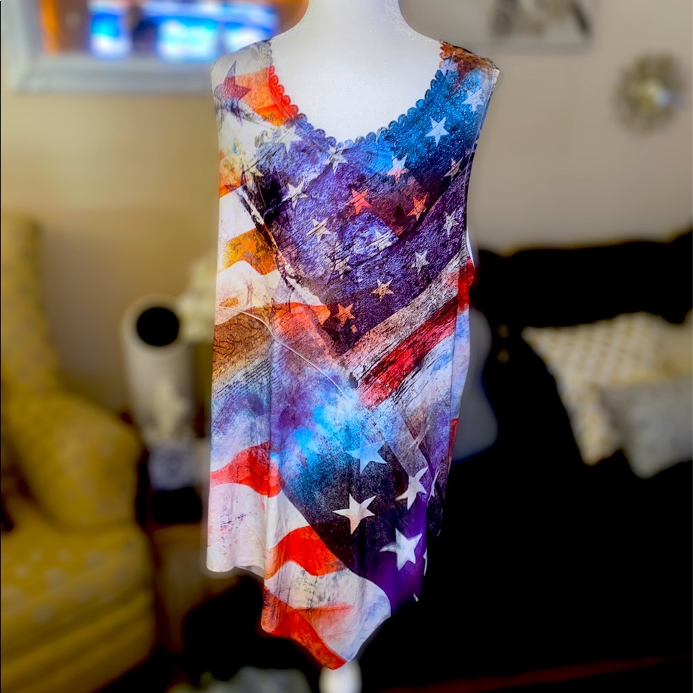 Patriotic asymmetrical tank top